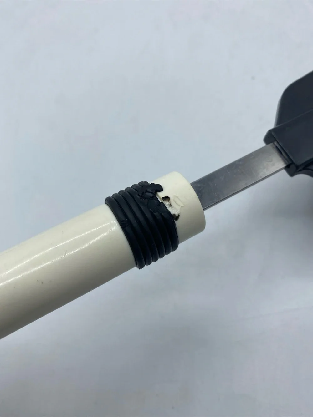 Inox Slotted Spatula Turner Spoon Plastic White Handle Vintage Italy 13